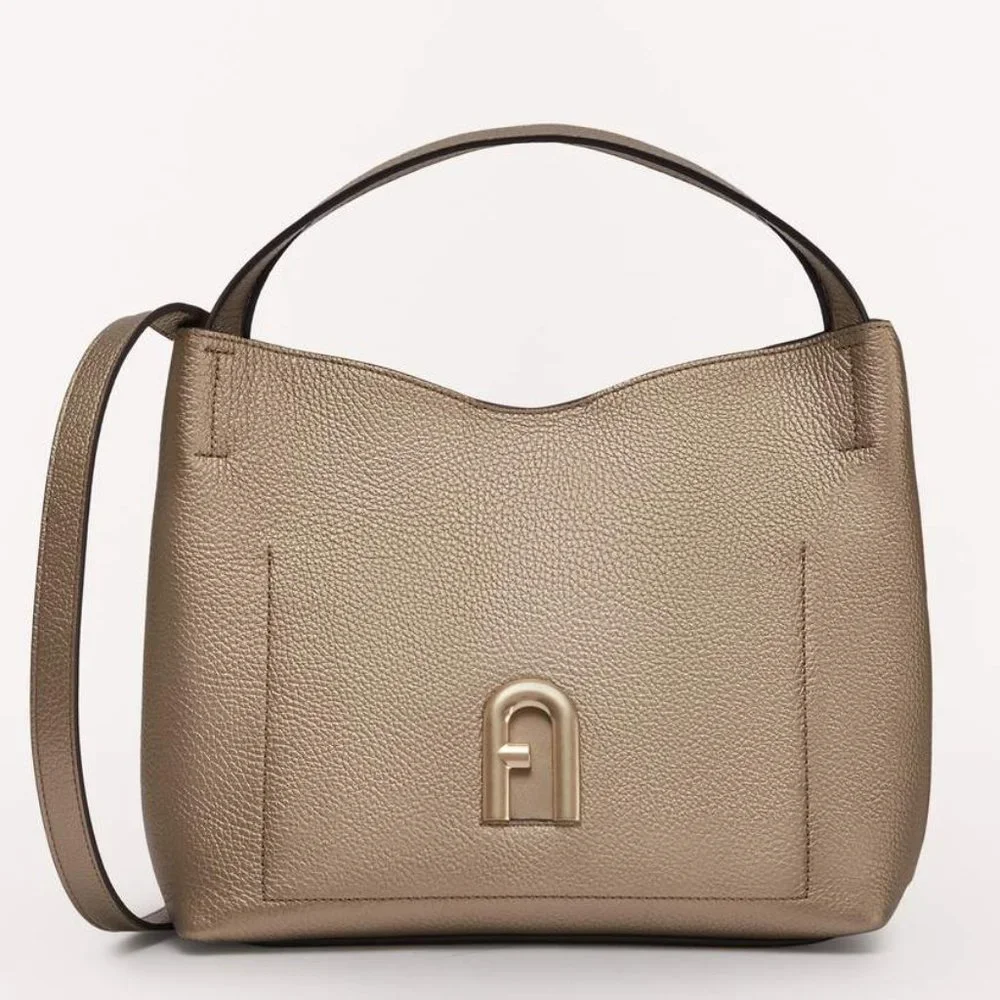 FURLA Primula Small Hobo Metallic Leather Bag Small
